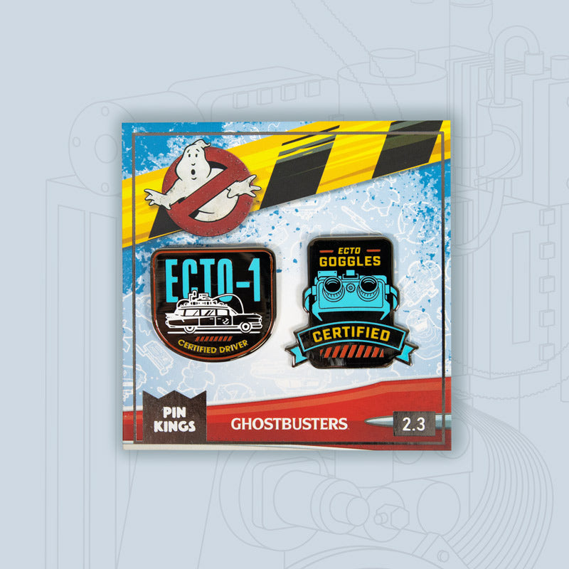 Pin Kings Official Ghostbusters Enamel Pin Badge Set 2.3 – Ecto-1 & Ecto Goggles