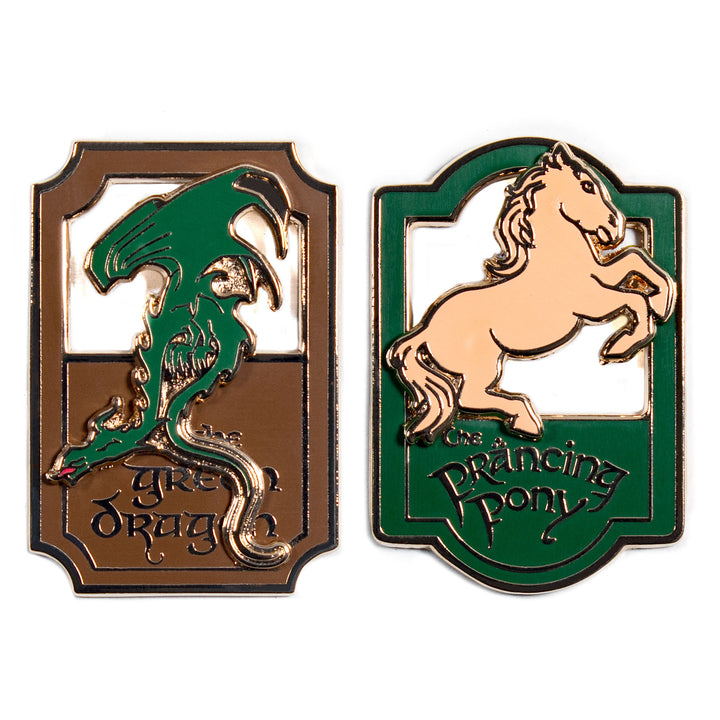Pin Kings Official Lord of the Rings Enamel Pin Badge Set 1.1 – Prancing Pony & Green Dragon