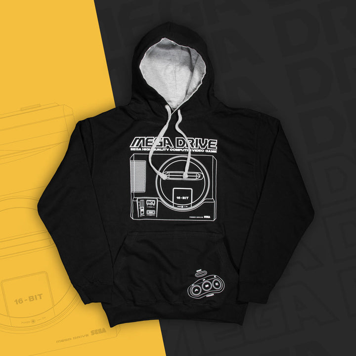Official Mega Drive 'Logo and Console' Black and Gray Hoodies (Unisex)