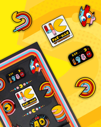 Official Pac-Man 40th Anniversary 9 Pin Badge Set