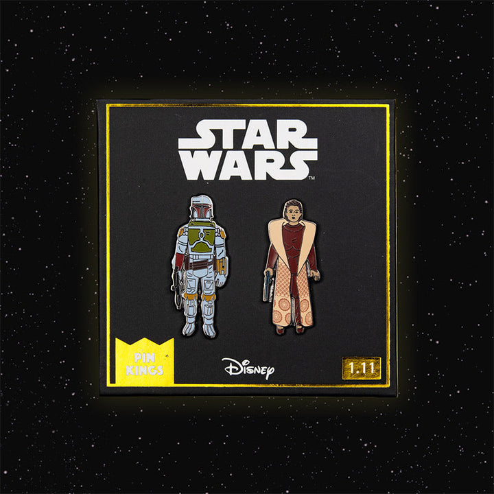 Pin Kings Official Star Wars Enamel Pin Badge Set 1.11– Boba Fett and Leia Organa (Bespin Gown)