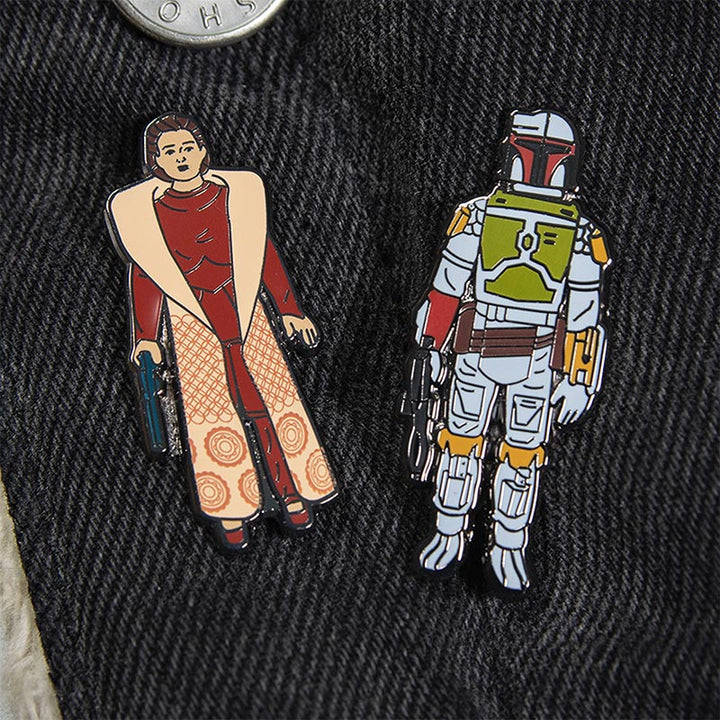 Pin Kings Official Star Wars Enamel Pin Badge Set 1.11– Boba Fett and Leia Organa (Bespin Gown)