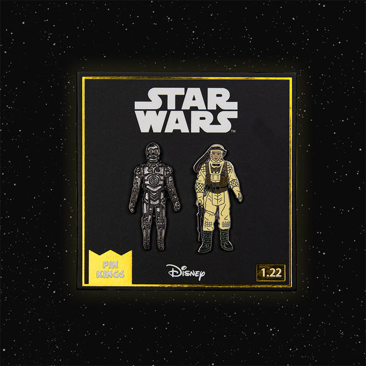 Pin Kings Official Star Wars Enamel Pin Badge Set 1.22 – C-3PO and Luke Skywalker (Hoth Battle Gear)