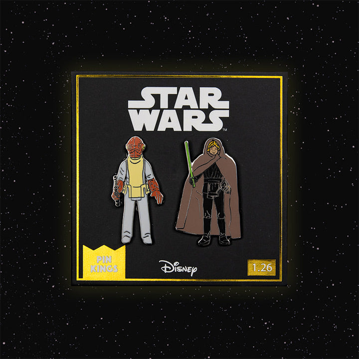 Pin Kings Official Star Wars Enamel Pin Badge Set 1.26 – Admiral Ackbar and Luke Skywalker (Jedi Knight Outfit)