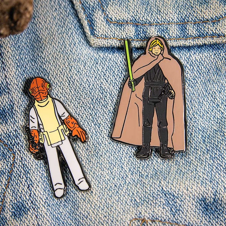 Pin Kings Official Star Wars Enamel Pin Badge Set 1.26 – Admiral Ackbar and Luke Skywalker (Jedi Knight Outfit)