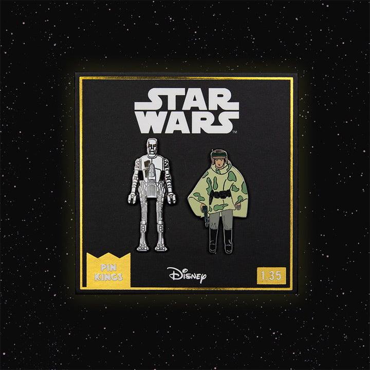 Pin Kings Official Star Wars Enamel Pin Badge Set 1.35 – 8D8 and Princess Leia Organa (in Combat Poncho)