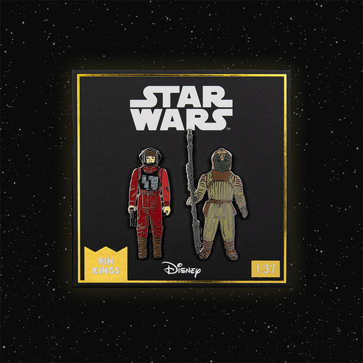 Pin Kings Official Star Wars Enamel Pin Badge Set 1.37 – B-Wing Pilot and Klaatu (in Skiff Guard Outfit)