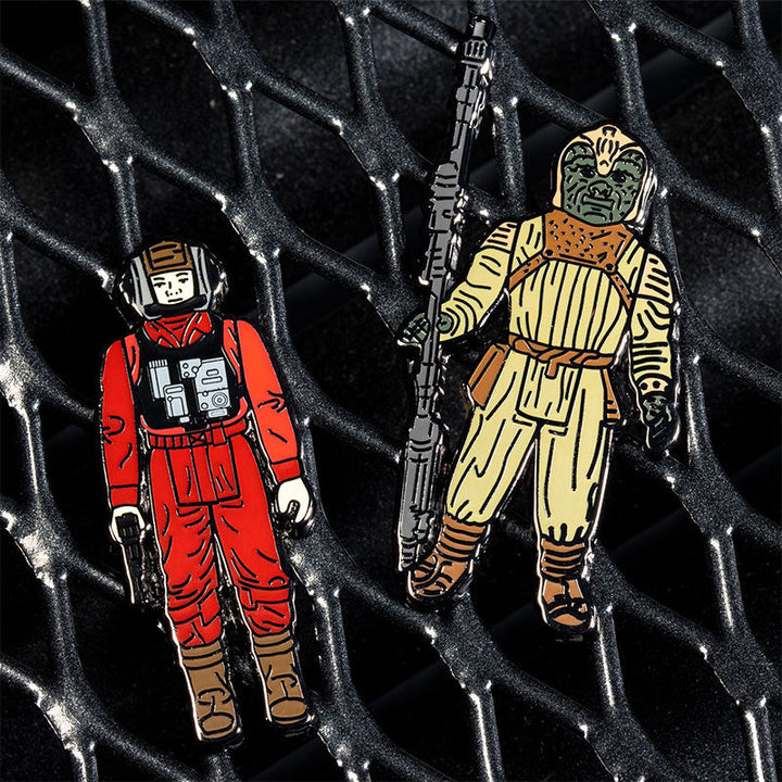 Pin Kings Official Star Wars Enamel Pin Badge Set 1.37 – B-Wing Pilot and Klaatu (in Skiff Guard Outfit)