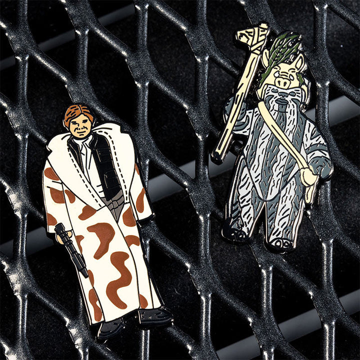 Pin Kings Official Star Wars Enamel Pin Badge Set 1.38 – Han Solo (in Trench Coat) and Teebo