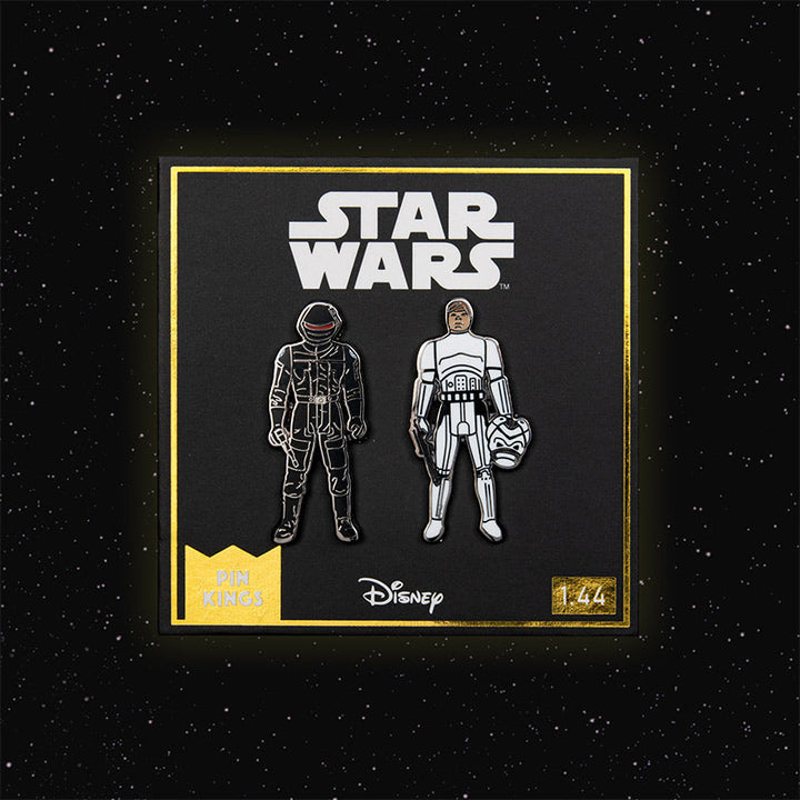 Pin Kings Official Star Wars Enamel Pin Badge Set 1.44 – Imperial Gunner and Luke Skywalker (Imperial Stormtrooper Outfit)