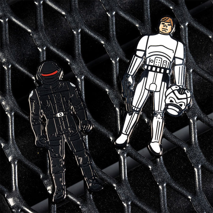 Pin Kings Official Star Wars Enamel Pin Badge Set 1.44 – Imperial Gunner and Luke Skywalker (Imperial Stormtrooper Outfit)