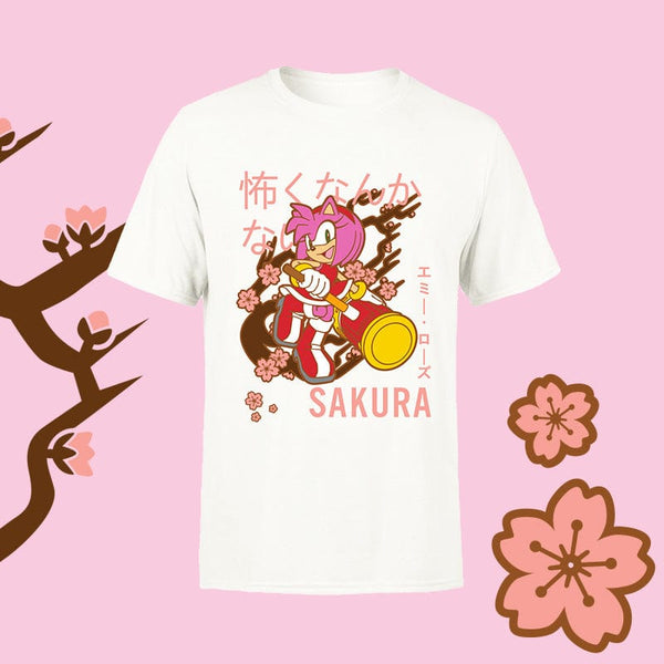 Official Sonic the Hedgehog White Amy Rose Sakura T-Shirt | Numskull