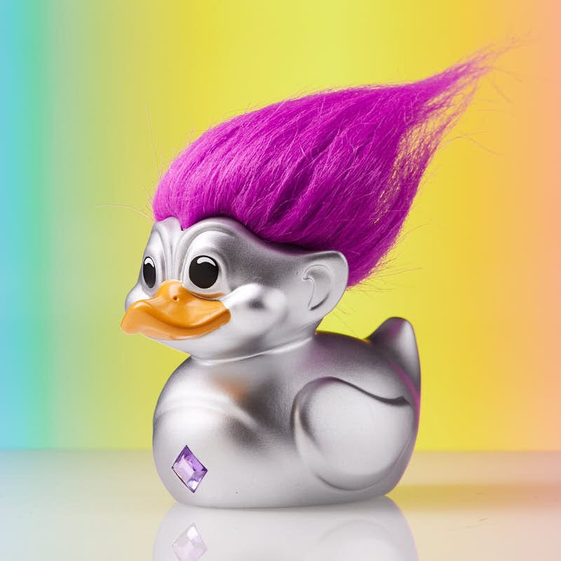 Official Trolls Silver Troll (Silver with Purple Hair) TUBBZ Cosplaying Duck Collectable