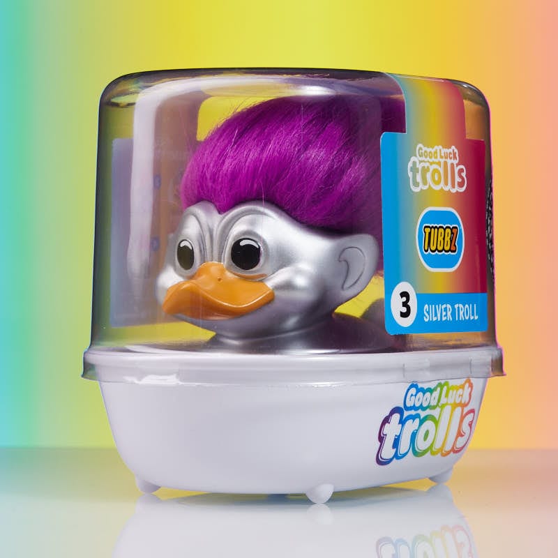 Official Trolls Silver Troll (Silver with Purple Hair) TUBBZ Cosplaying Duck Collectable