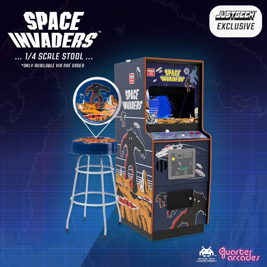 OFFICIAL TAITO SPACE INVADERS Quarter Size Arcade Cabinet + Stool ...