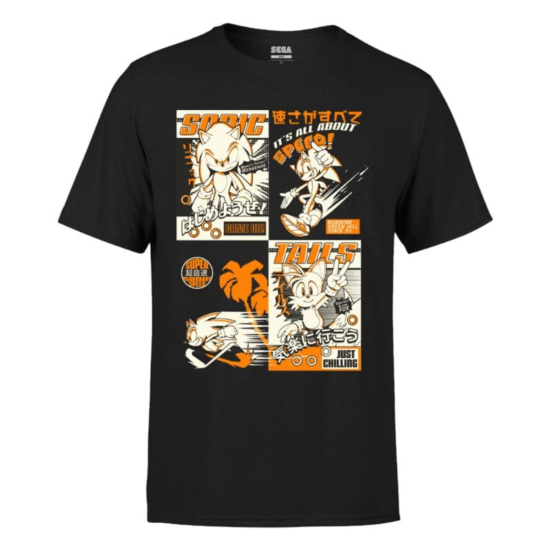 XS Official Sonic the Hedgehog Shonen 'Sonic Speed' Black Unisex T-shirt