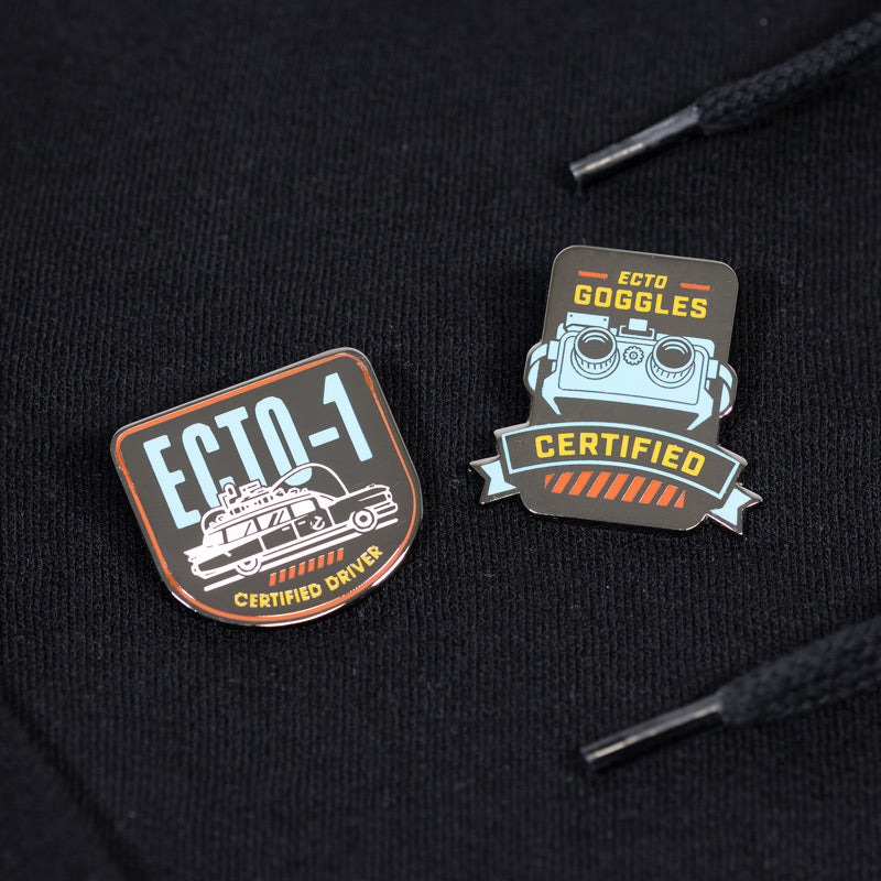 Pin Kings Official Ghostbusters Enamel Pin Badge Set 2.3 – Ecto-1 & Ecto Goggles
