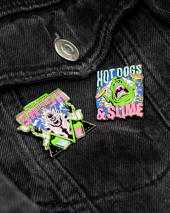 Pin Kings Official Ghostbusters Enamel Pin Badge Set 1.2 - Shush and Hotdogs & Slime