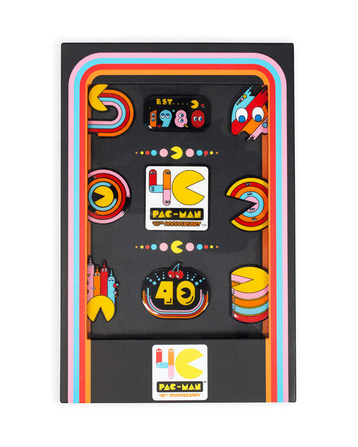 Official Pac-Man 40th Anniversary 9 Pin Badge Set