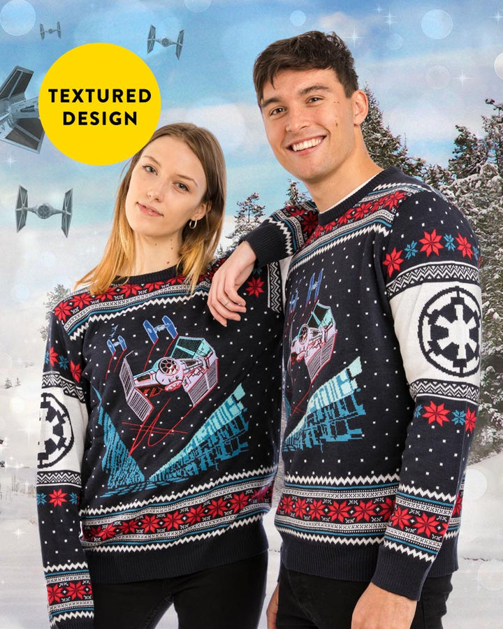 Official Star Wars Tie Fighter Battle of Yavin Christmas Jumper / Ugly Sweater