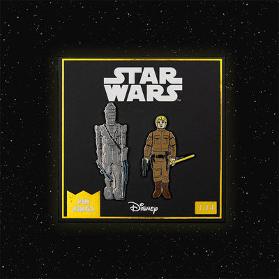 Pin Kings Official Star Wars Enamel Pin Badge Set 1.14 – IG-88 and Luke Skywalker (Bespin Fatigues)