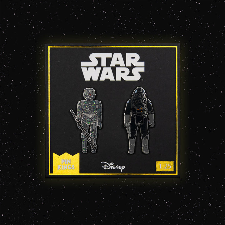 Pin Kings Official Star Wars Enamel Pin Badge Set 1.25 – 4-LOM and Imperial Tie Fighter Pilot