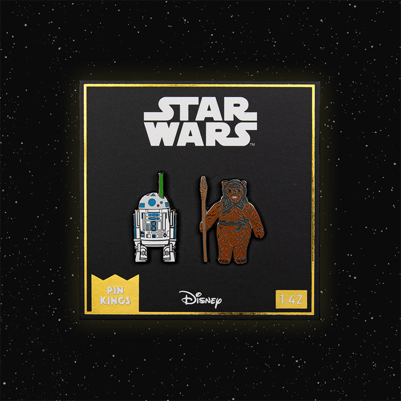 Pin Kings Official Star Wars Enamel Pin Badge Set 1.42 – R2-D2 (with pop-up Lightsaber) and Romba