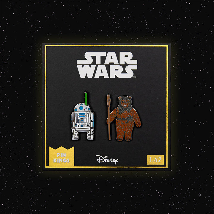 Pin Kings Official Star Wars Enamel Pin Badge Set 1.42 – R2-D2 (with pop-up Lightsaber) and Romba