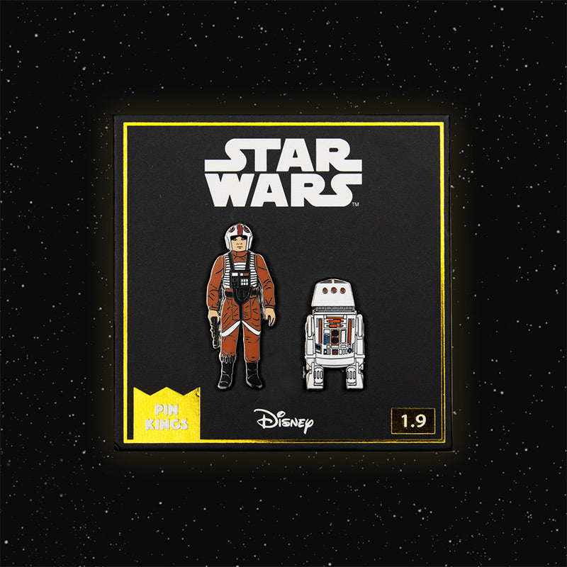 Pin Kings Official Star Wars Enamel Pin Badge Set 1.9 – Luke Skywalker: X Wing Pilot and R5 D4