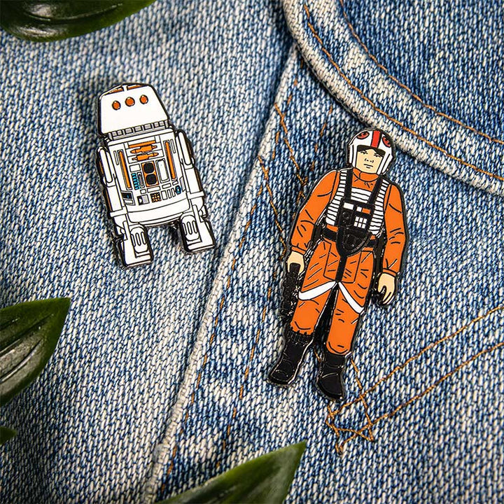 Pin Kings Official Star Wars Enamel Pin Badge Set 1.9 – Luke Skywalker: X Wing Pilot and R5 D4
